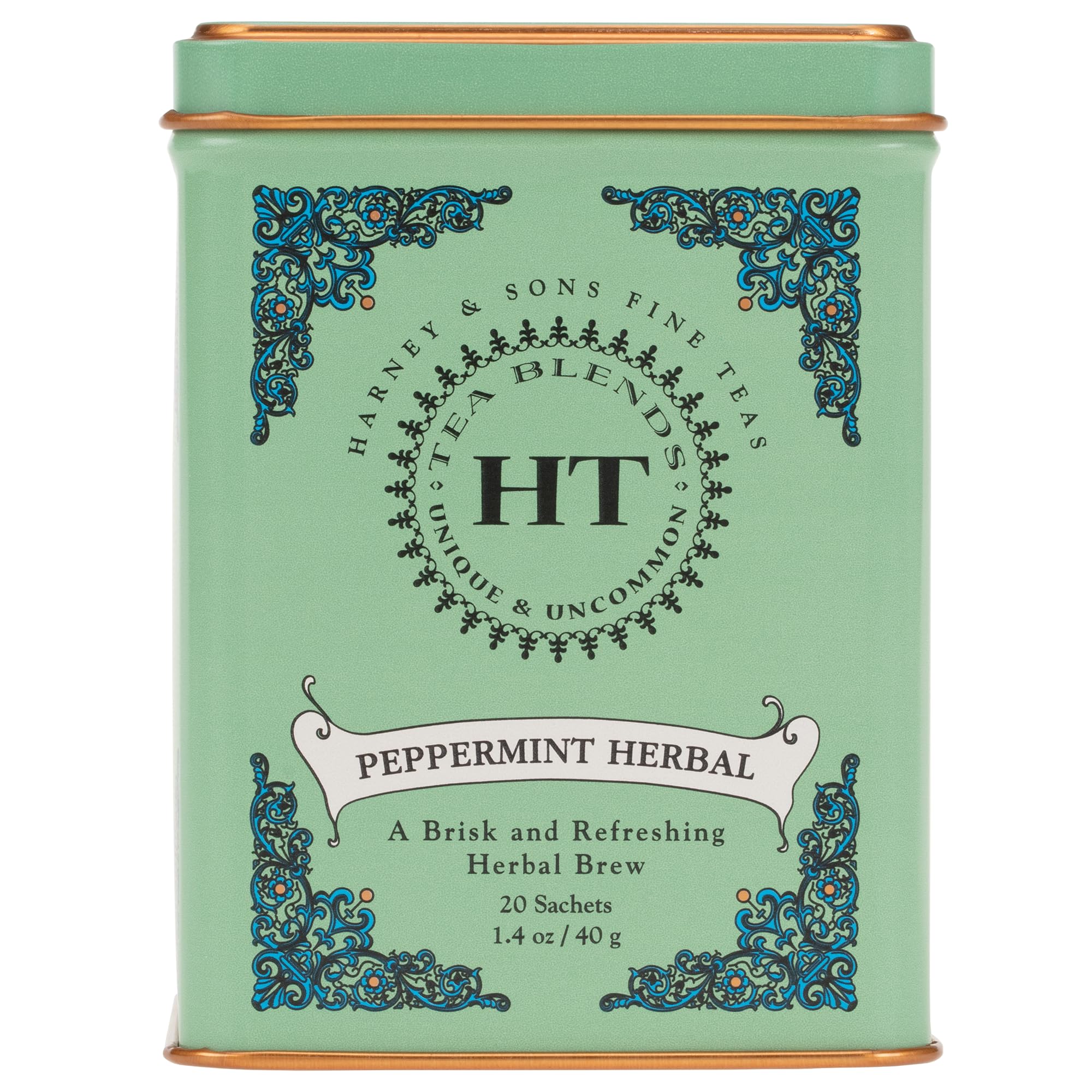 Harney & Sons Peppermint Herbal Tea Sachets, Caffeine Free Mint Tea, Refreshing Peppermint Tea, 20 Count
