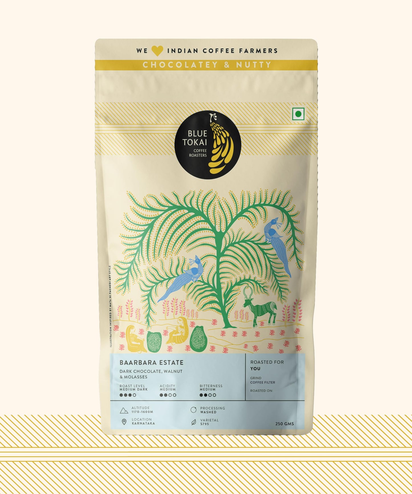 Blue Tokai Coffee Roasters Baarbara Estate - Medium Dark Roast (French Press) 340 g | Made With 100% Specialty Grade Arabica Freshly Roasted Ground