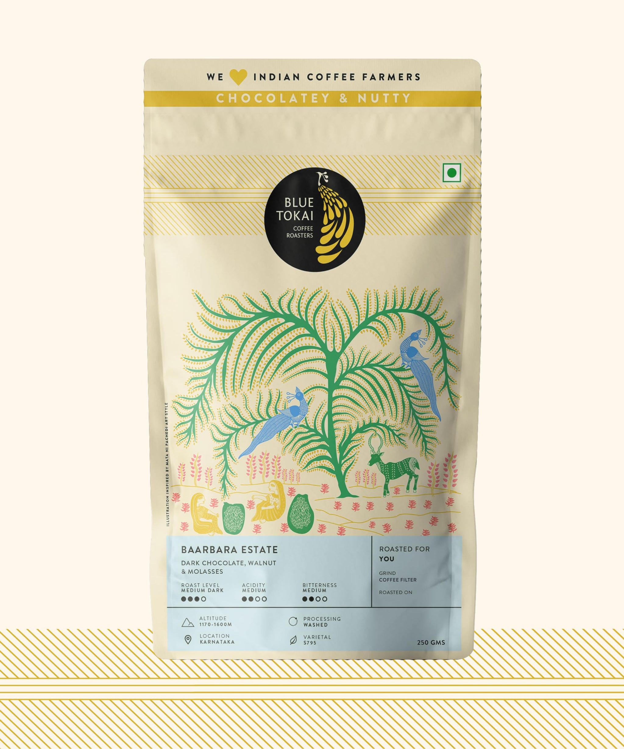 Blue Tokai Coffee Roasters Baarbara Estate - Medium Dark Roast (French Press) 340 g | Made With 100% Specialty Grade Arabica Freshly Roasted Ground