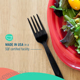 Preserve Recycled Plastic Cutlery Made in USA, 24 Count (8 Forks, 8 Knives, 8 Spoons), Black