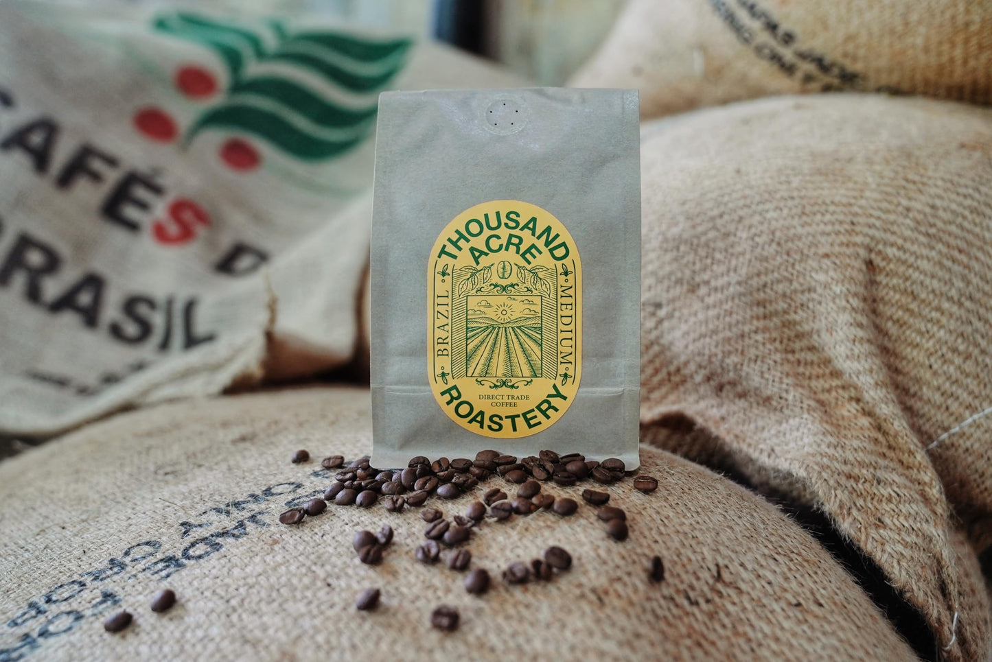 Thousand Acre Roastery | Premium Brazilian Ground Coffee Medium Roast | From Cerrado, Brazil | Best Coffee Grounds for Ultimate Flavor | Authentic