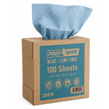 Prep Wipe Lint-Free Cleaning Towels | Heavy Duty, Solvent Resistant Wipes for Auto Body & Industrial Prep | 100 Pack, 9" x 17", Blue 26019