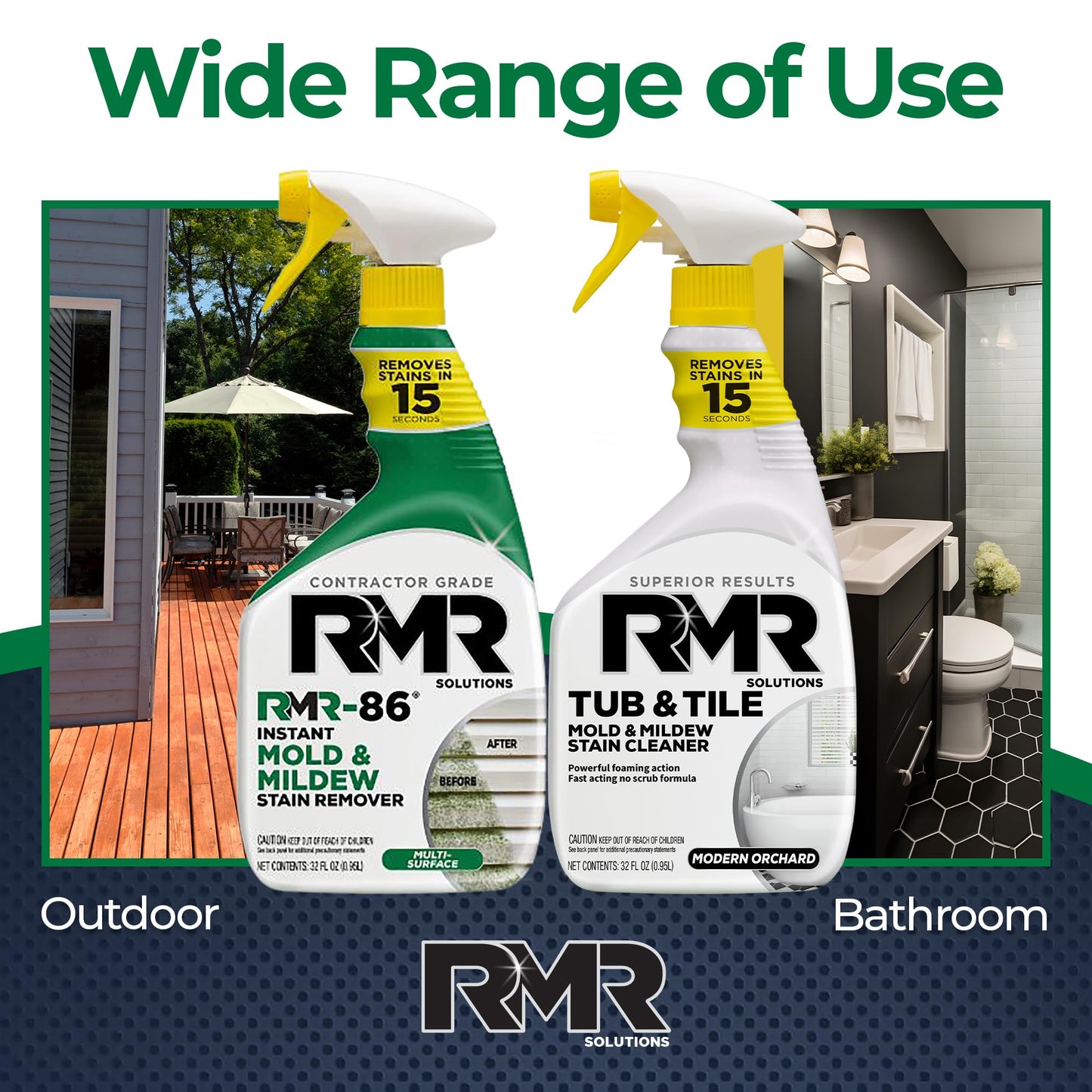 RMR Complete Mold & Mildew Stain Eraser System - No-Scrub Tub & Tile Cleaner + Instant Mold & Mildew Stain Remover Spray, Indoor/Outdoor Bathroom