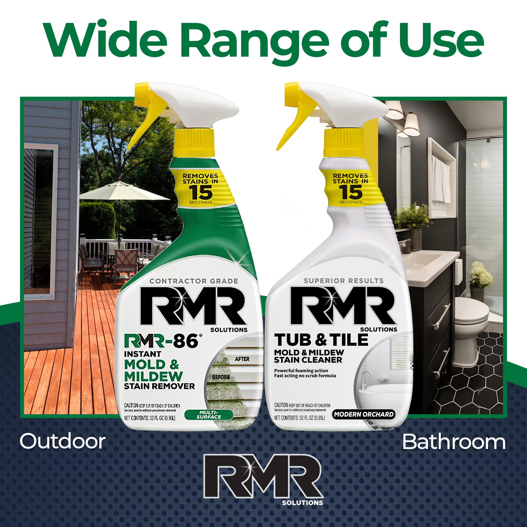 RMR Complete Mold & Mildew Stain Eraser System - No-Scrub Tub & Tile Cleaner + Instant Mold & Mildew Stain Remover Spray, Indoor/Outdoor Bathroom