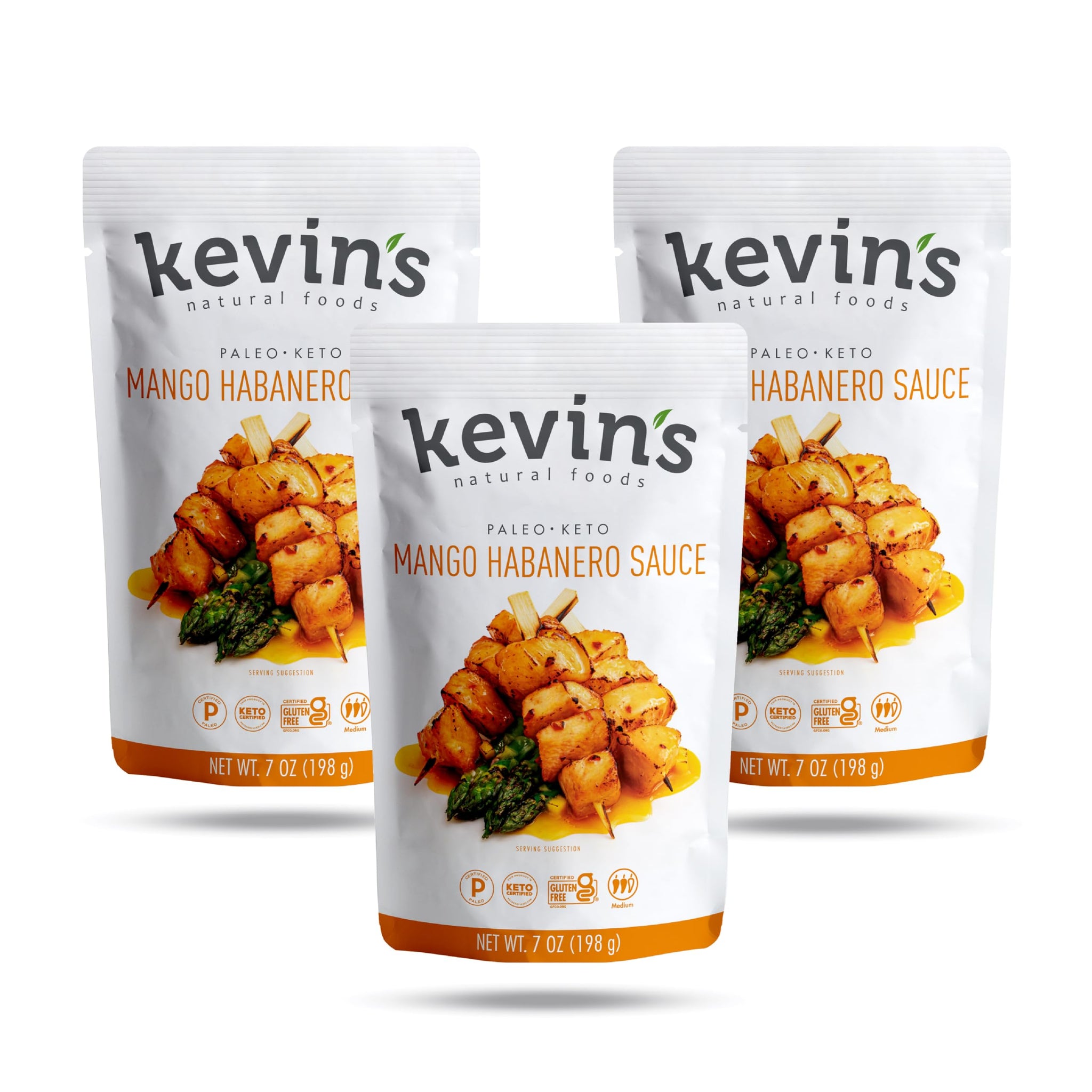 Kevin's Natural Foods Mango Habanero Sauce - Limited Edition - Keto and Paleo Simmer Sauce, Gluten-Free, No Preservatives, Non-GMO - 3 Pack