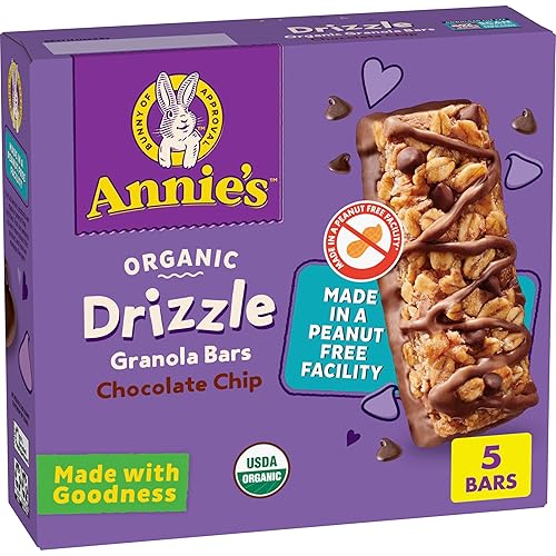 Annie's Organic Drizzle Granola Bars, Chocolate Chip, 5 Bars, 4.6 oz