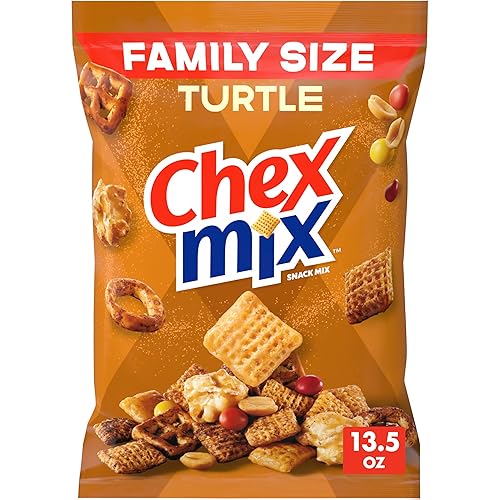 Chex Mix Turtle Snack Mix, Indulgent Snack Bag, Family Size, 13.5 oz