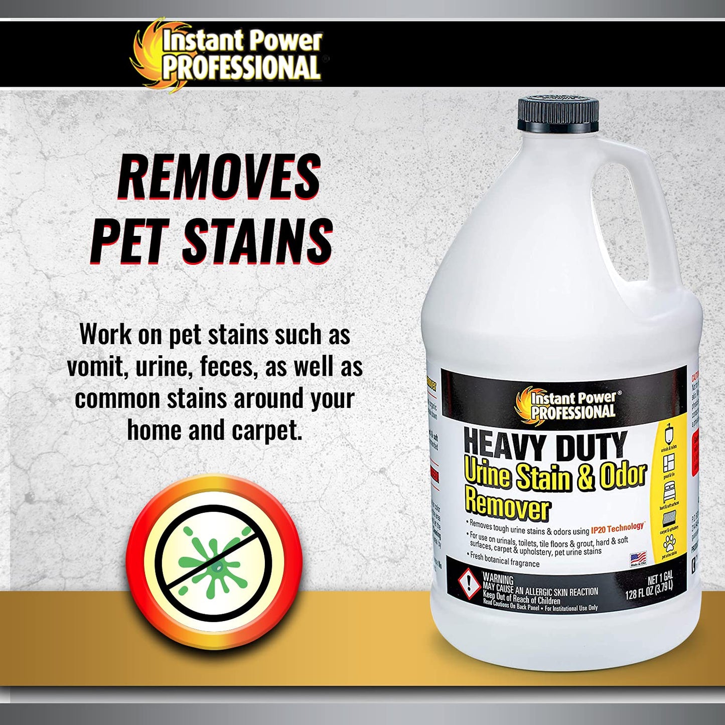 Instant Power Professional Heavy Duty Urine Stain & odor Remover, 128 Fl Oz