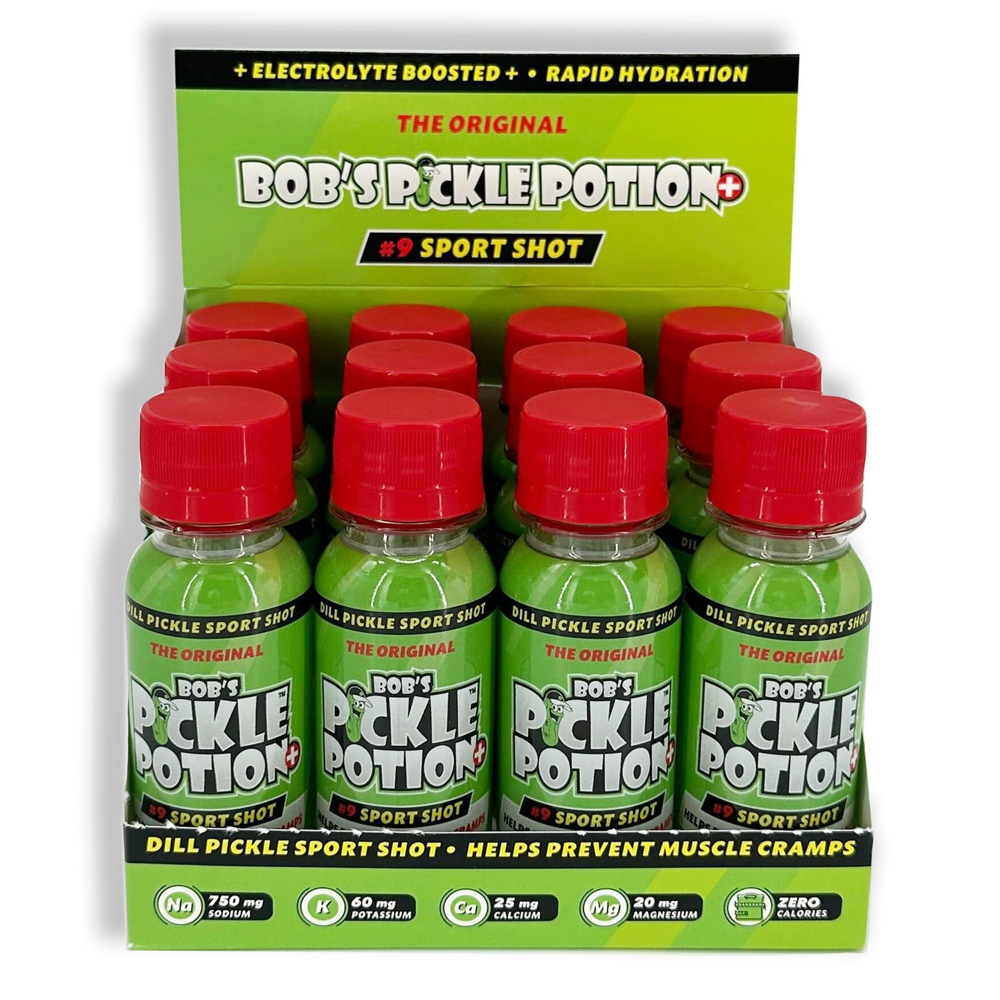 Bob's Pickle Potion Plus #9 Sport Shot. Pickle Juice Shots. 3 Oz (Pack of 12, Dill Pickle Plus)