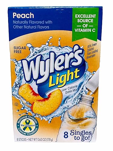 Wyler's Light Singles To Go Powder Packets, Water Drink Mix, Peach, Pack of 1