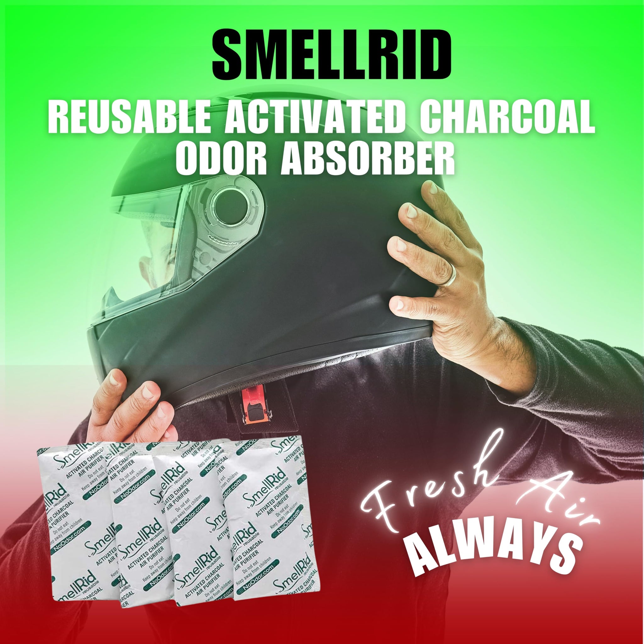 SMELLRID Reusable Activated Charcoal Odor Absorber That Works [10 Pack] - Medium 50 g (3.2" x 5”) Pack Treats 25 Sq. Ft. - Premium Natural Deodorizer