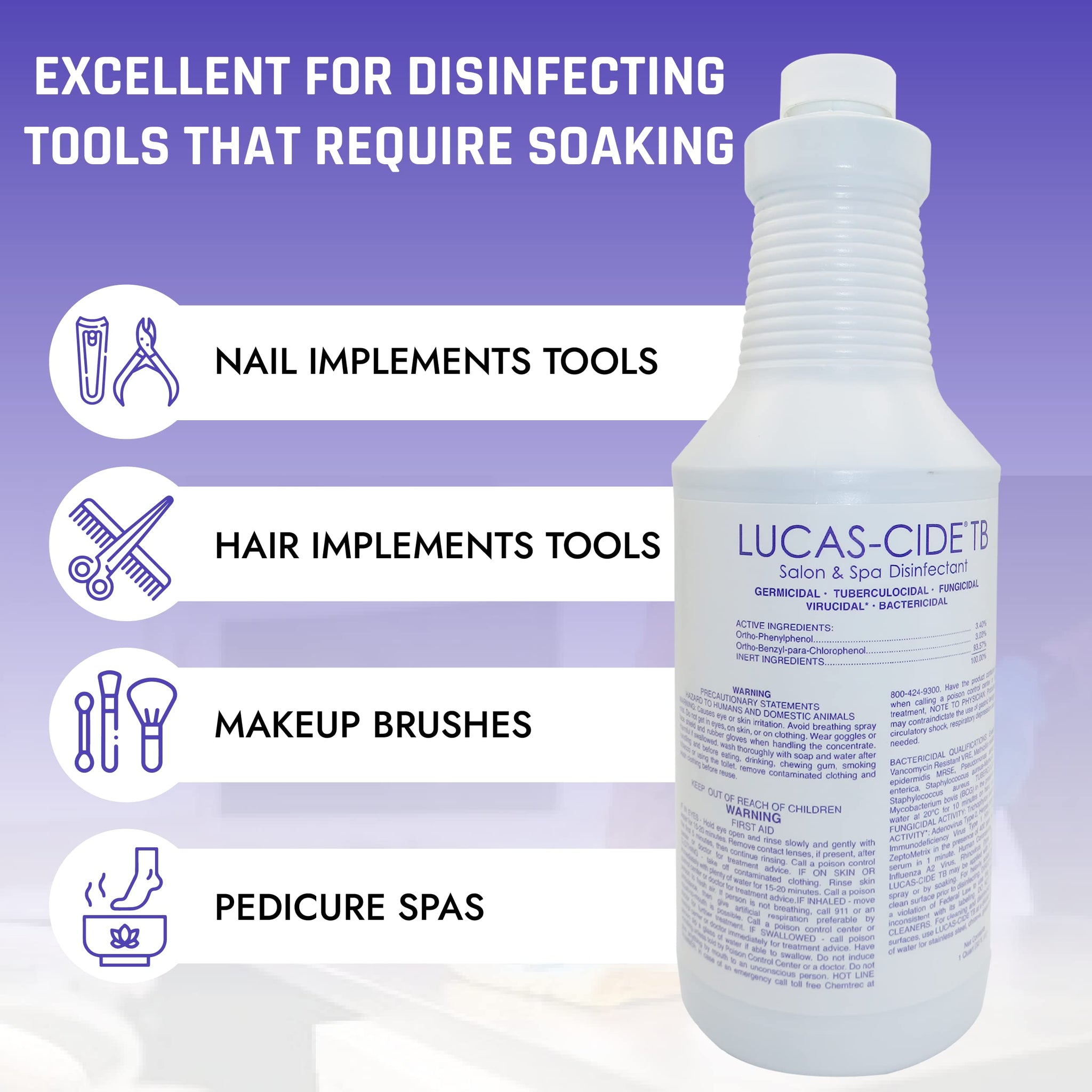 LUCAS-CIDE TB All Purpose Cleaner, Hospital Grade Disinfectant - Home Cleaning Supplies For Everyday Hygiene - Disinfecting Spray Bathroom Cleaner
