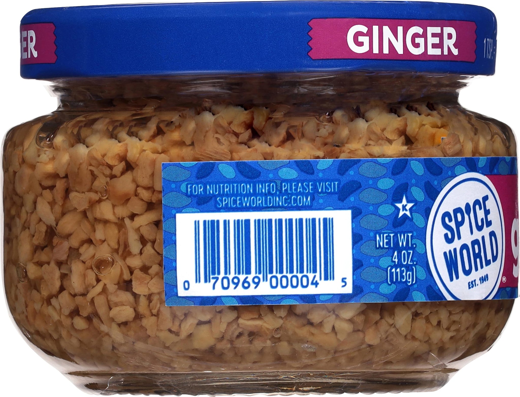 Spice World Minced Ginger - 4oz Ginger Jar with Non-GMO Ingredients, Perfect for Stir Fry, Marinades, & More - Ready-to-Use Seasonings for Cooking