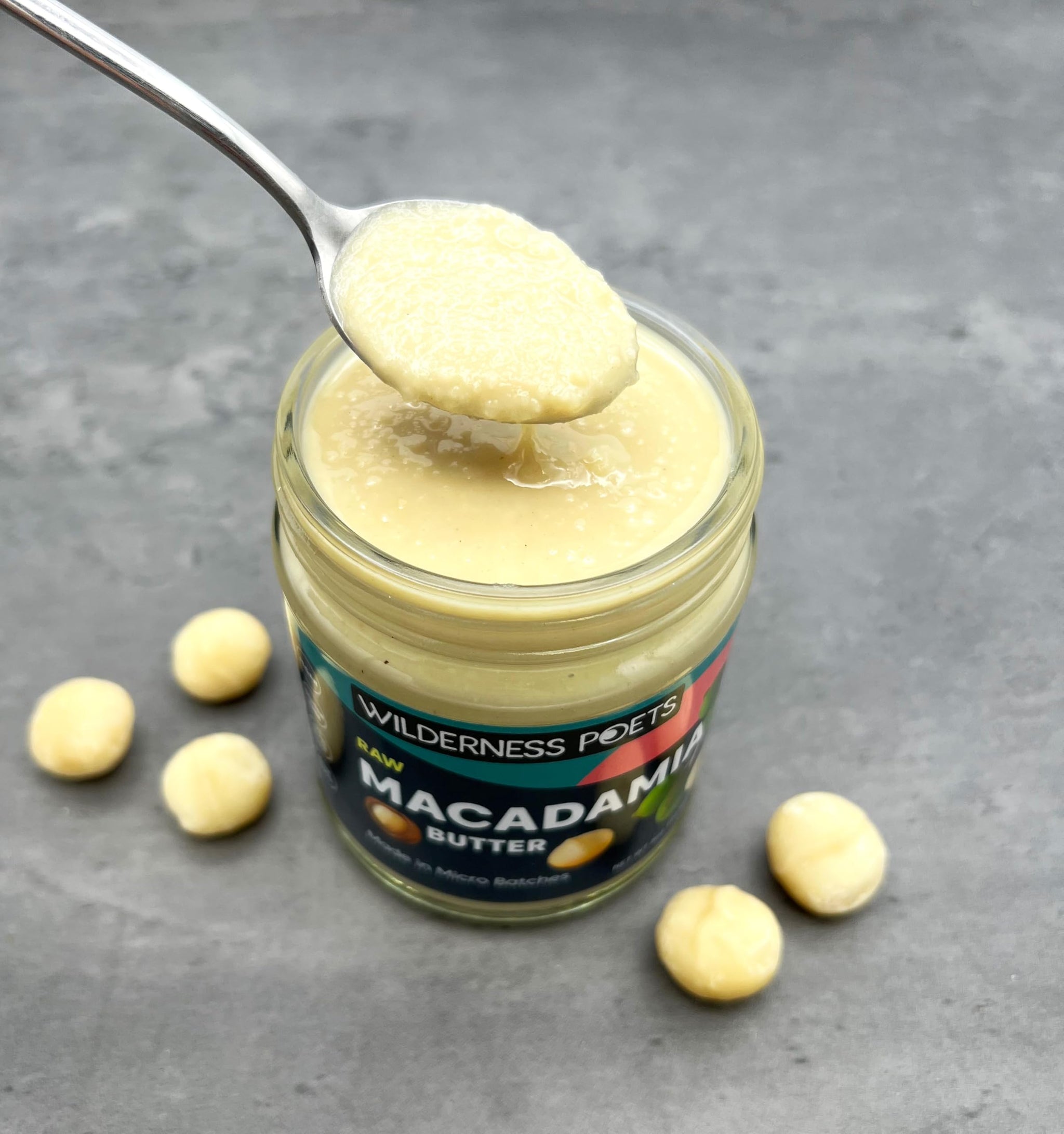 Wilderness Poets, Raw Macadamia Nut Butter - Vegan, No Salt (8 Ounce) - Glass Jar