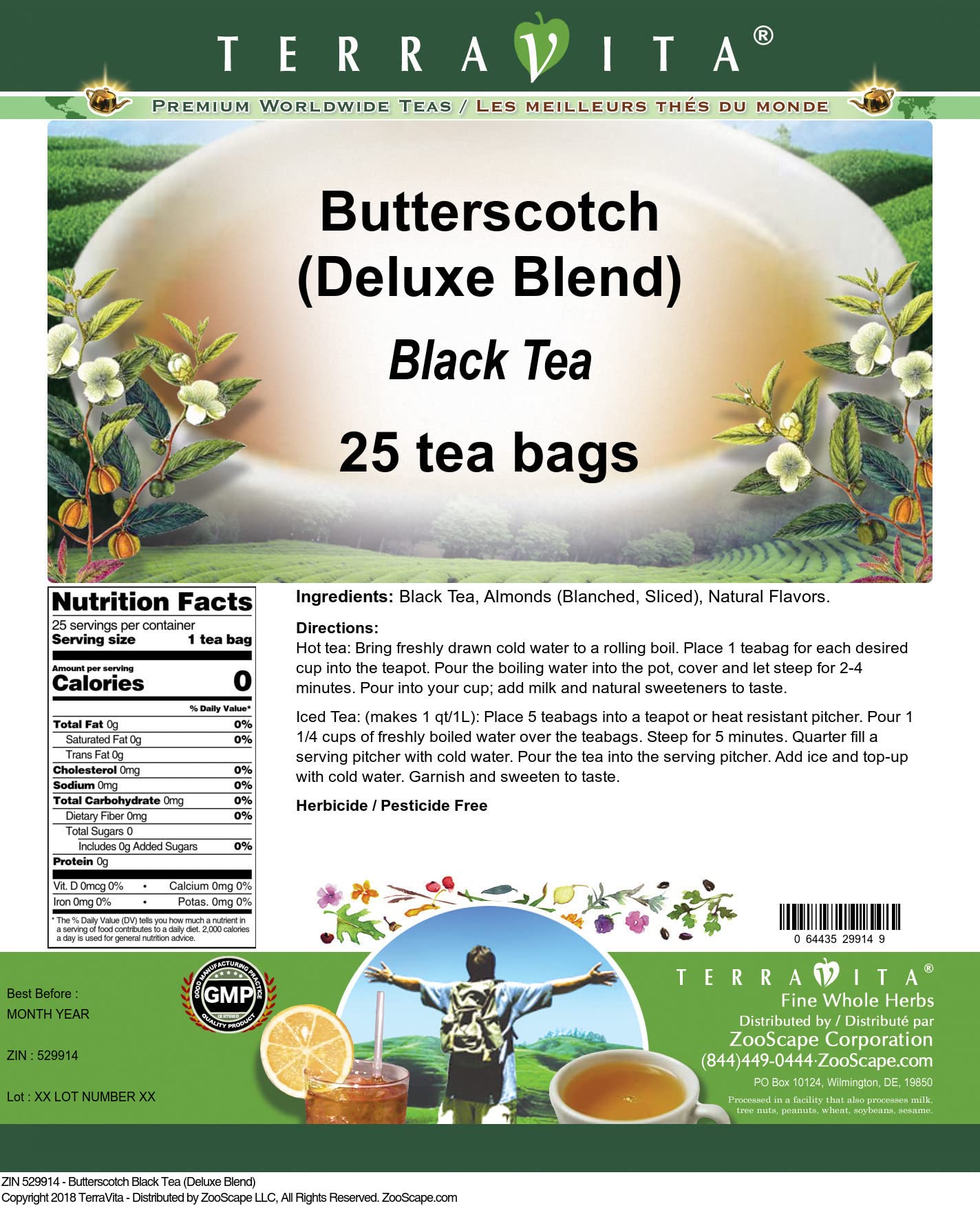 Butterscotch Black Tea (Deluxe Blend) (25 tea bags, ZIN: 529914)