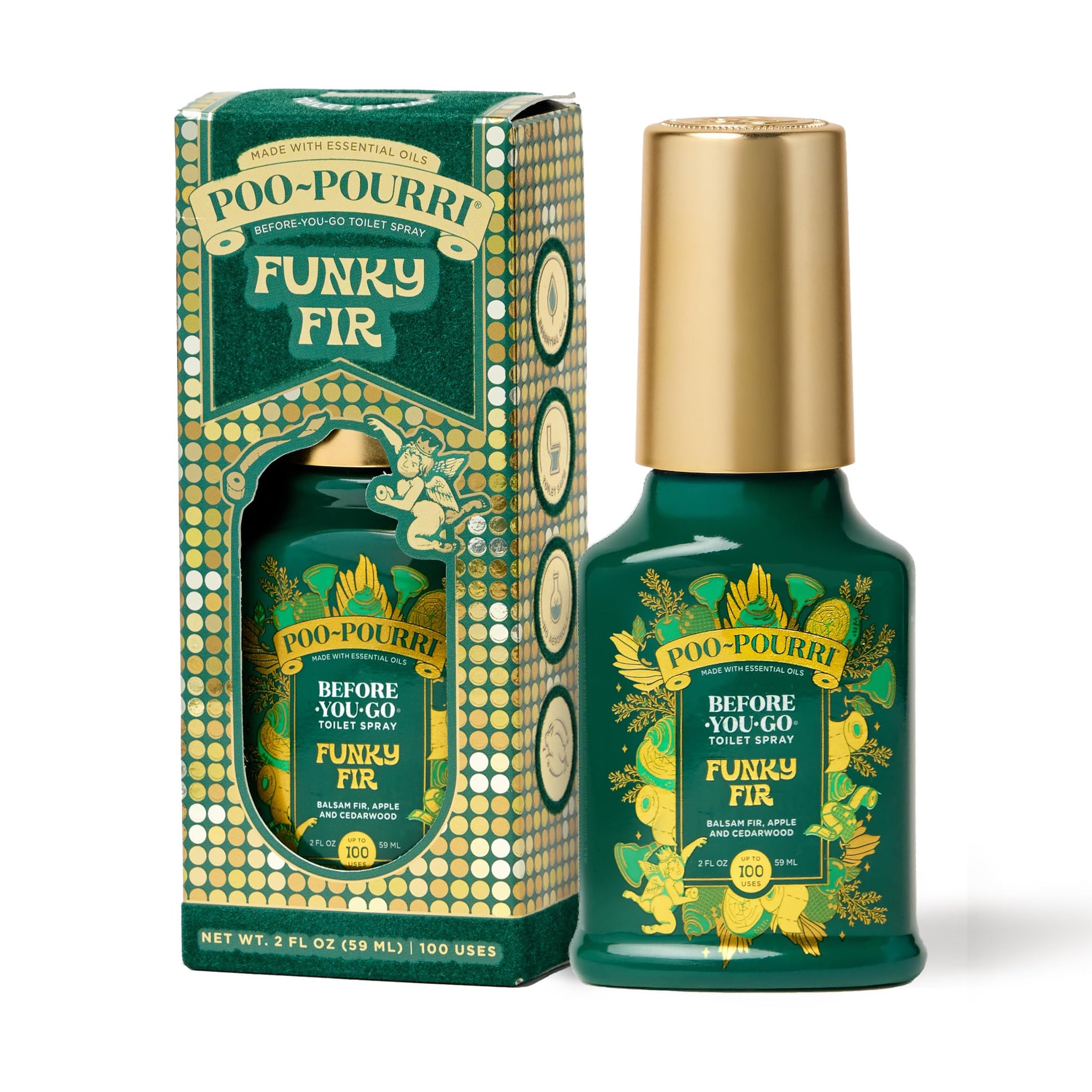 Poo-Pourri Holiday Before-You-Go Toilet Spray, Funky Fir, 2 Fl Oz - Balsam Fir, Apple and Cedarwood