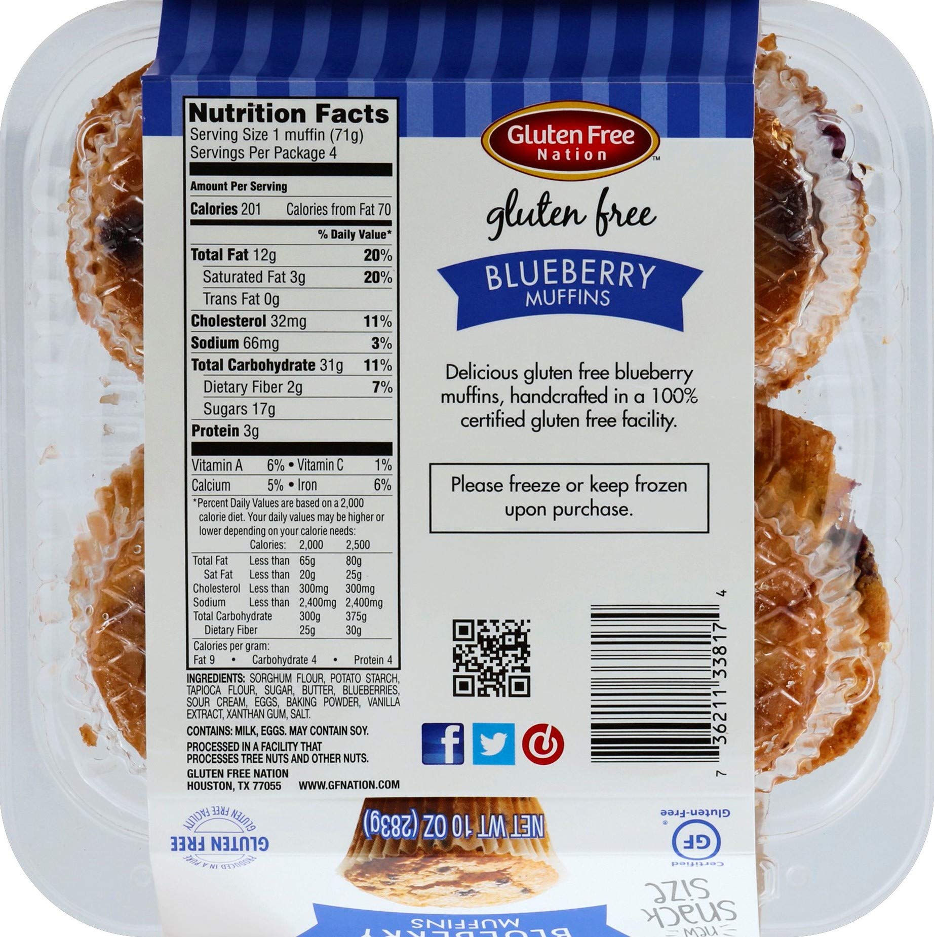 Gluten Free Blueberry Muffins 24-ct. (case of 24 Blueberry Muffins 2.5 oz.)