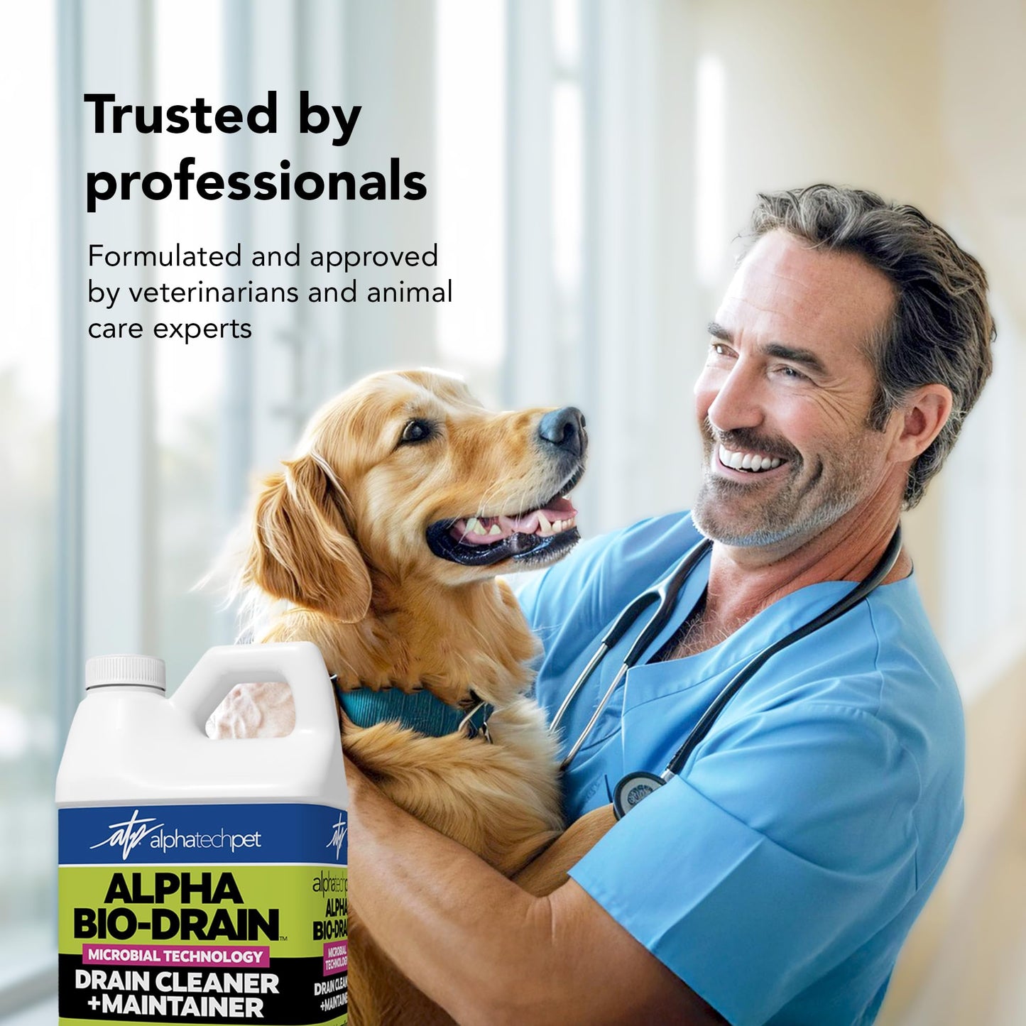 ALPHA BIO-DRAIN - Enzyme-Based Maintenance to Help Prevent Clogs and Reduce Odors from Pet Waste, Grease, Hair in Drains and Septic Systems - ½ Gallon