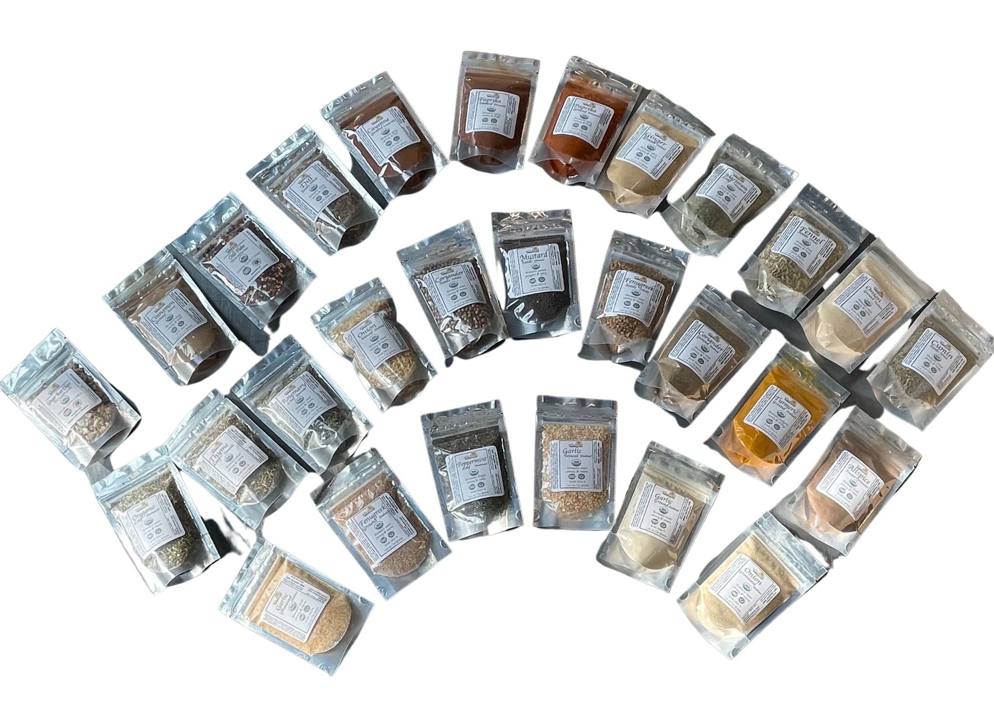 eSutras Organics Essential Spices Herbs Starter Set 28 piece Cooking Grilling Pickling Kit ALL Pure Organic Fresh Dried