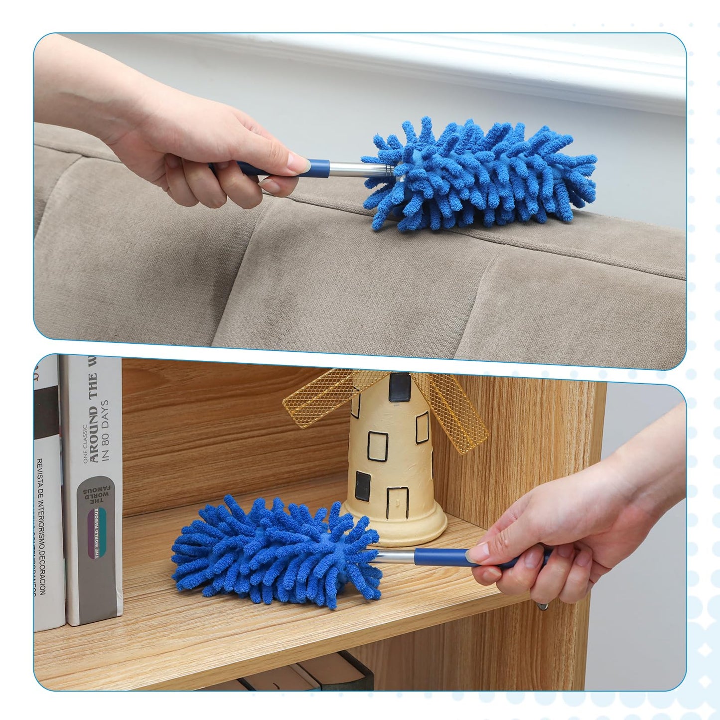 ZZ LAZYCOTTAGE 12 Pack Microfiber Dusters for Cleaning, High Duster with Extension Pole, Long Handled Feather Dusters, Household Cleaning Supplies