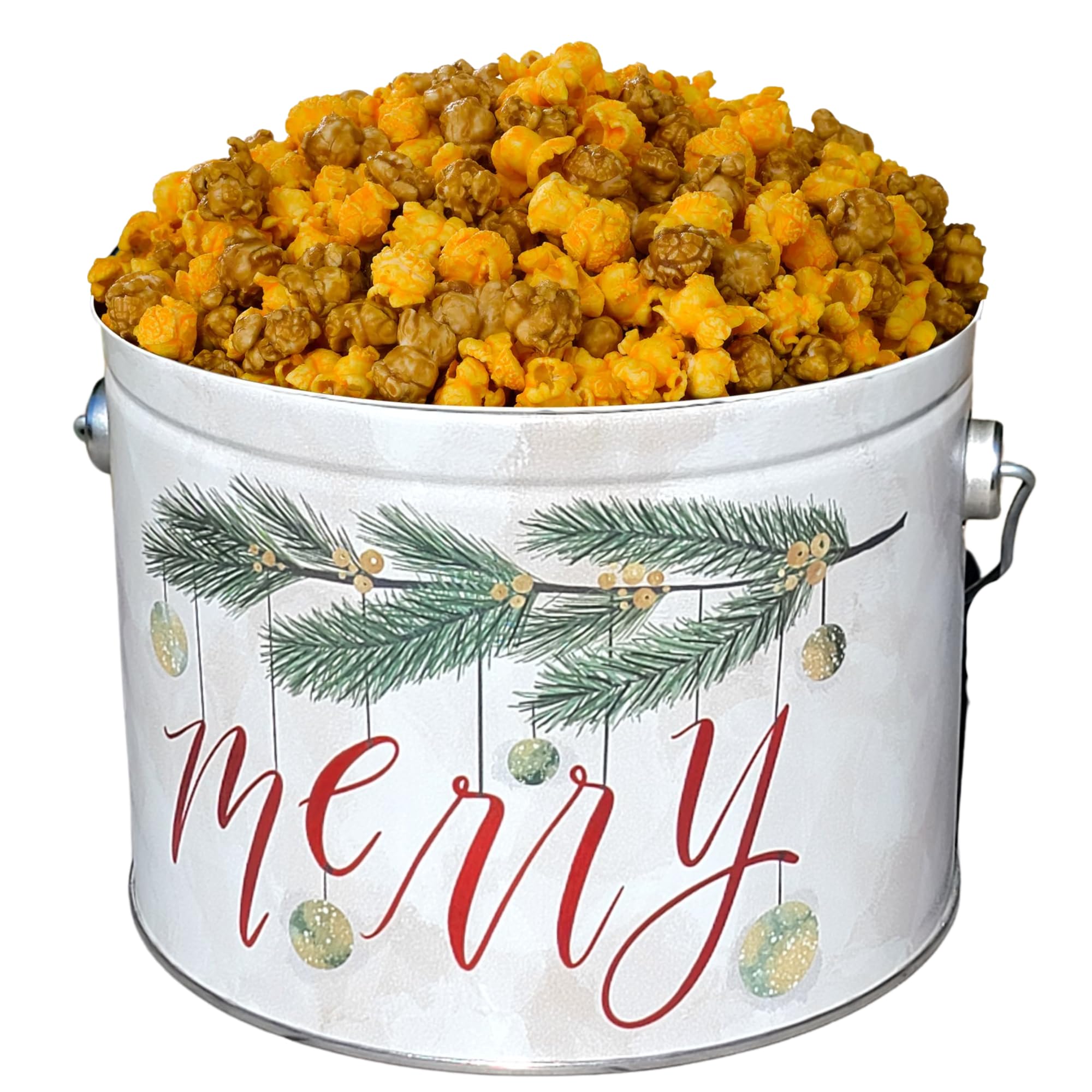Audrey's Popcorn Tin 1/2 Gallon - Mix Up (Caramel & Cheese) - Large, air-popped popcorn coated in rich, golden caramel made with real butter and brown