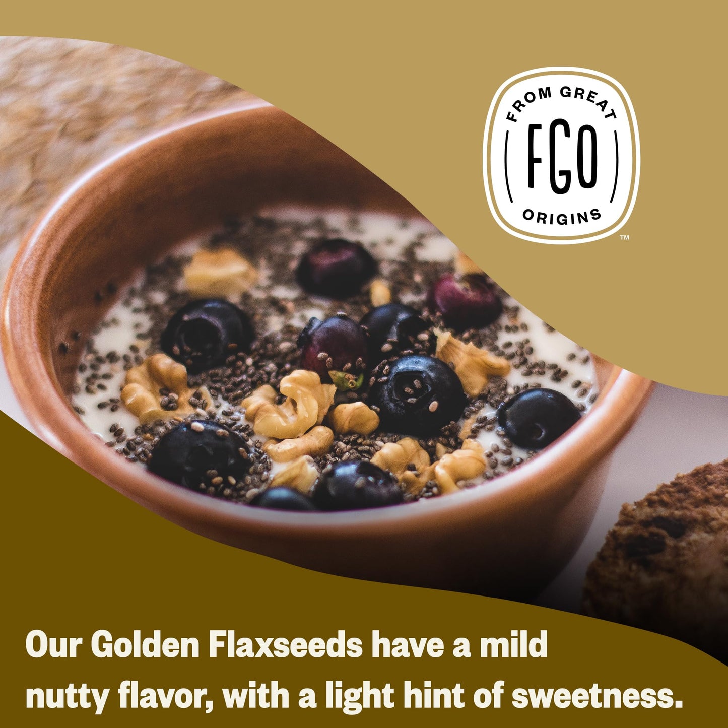 FGO Organic Whole Golden Flax Seeds, 1 Pound / 16oz Resealable Pouch, For Baking, Cooking & Smoothies, Sproutable, Grown in USA & Canada (Pack of 1)