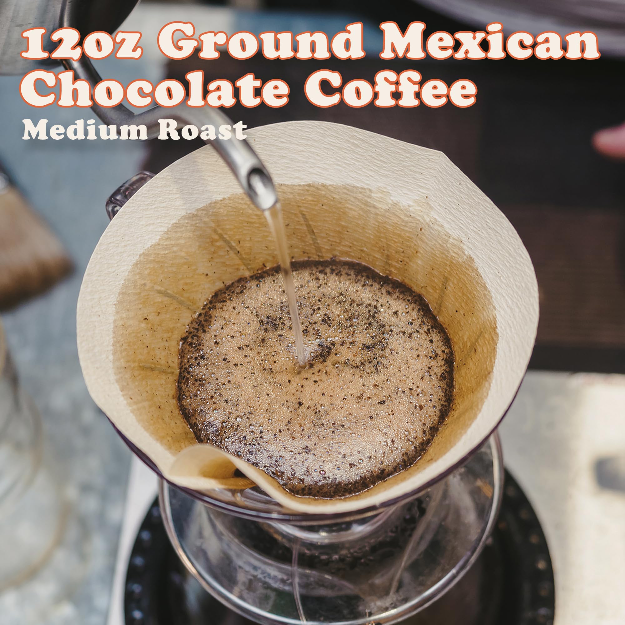 Roasty Buds Mexican Chocolate Coffee Grounds | Café Mexicano 100% Arabica Coffee, Natural Cinnamon Flavors (12 oz) | Gluten-Free, Non-GMO, No Sugar |