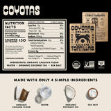 Coyotas - Organic Cassava Tortillas - Grain-Free, Gluten-Free, Non-GMO, Vegan, Paleo, Medium 6 Inch - 8 Tortillas Per Pack (3 Packs)