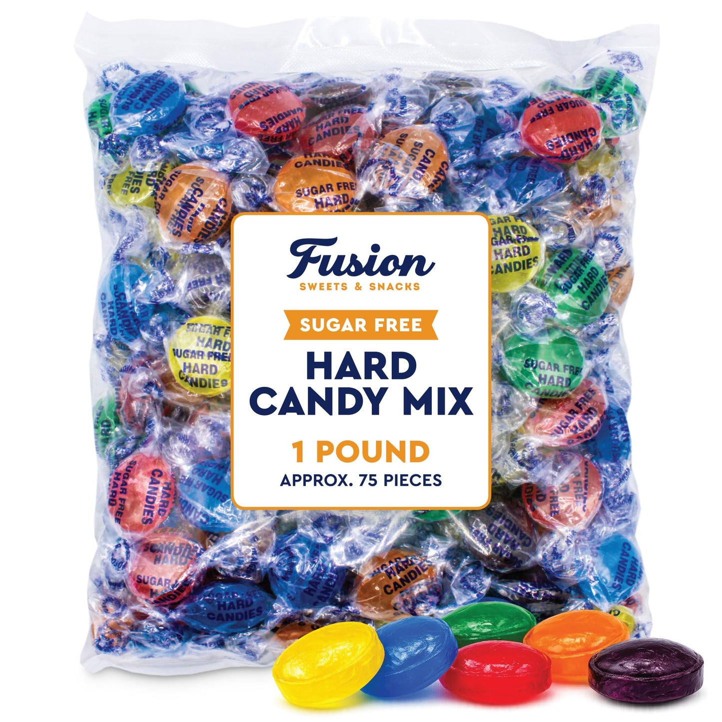 Sugar Free Hard Candy Mix - 1 Pound Bag (Approx. 75 Pieces), Individually Wrapped, Sugar Free Candy Assorted Fruit & Berry Mix Flavors - Lemon, Lime