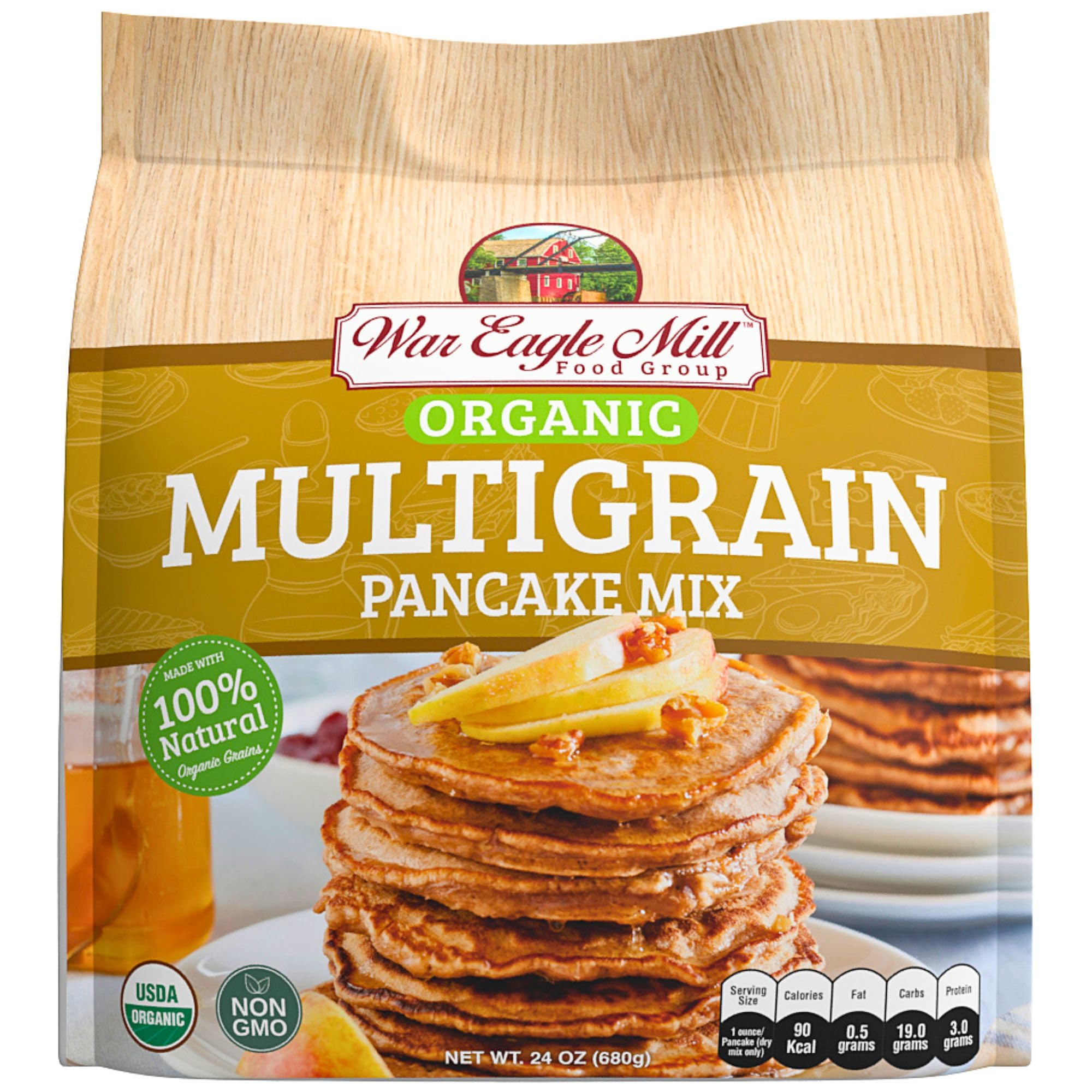 War Eagle Mill Multigrain Pancake Mix, Organic, 24 oz Bag (2 Pack)