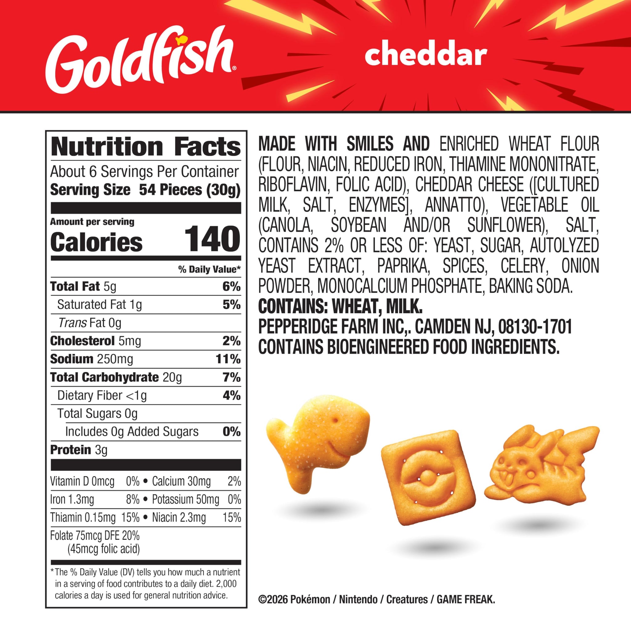 Goldfish Pokémon Cheddar Cheese Crackers, 6.6 Oz Bag