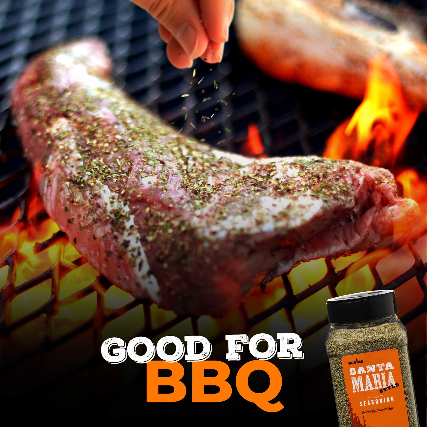 Santa Maria Seasoning (Kosher Salt, Garlic, Pepper, and Herbs). Great for Tri Tip, Chops, Flank steak, Chicken, all meat, and Burgers. Bold Steakhouse