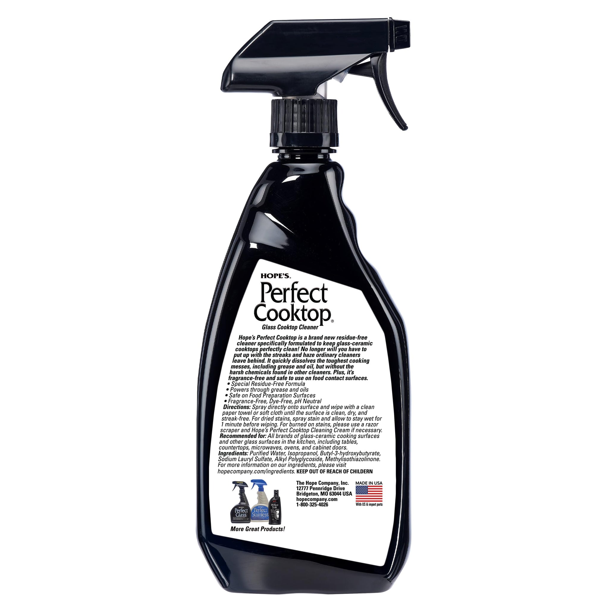 HOPE'S Perfect Cooktop Spray, Glass Ceramic Stovetop Cleaner, No Hazy Residue, Leaves Electric Stove Top Ranges Spotless, Clean Grease and Oil