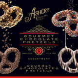 Asher's Chocolates, Chocolate Covered Pretzels Gift Box Basket, Holiday Assortment of Pretzels, Twelve Decorative Pretzels for Gifting, Small Batches