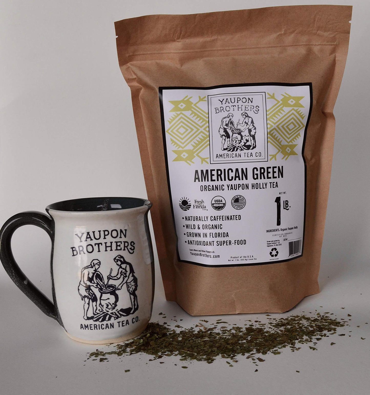 American Green Loose Leaf Yaupon Holly Tea - 1 lb. | Yaupon Brothers American Tea Co. | Organic, Wild-Crafted, Naturally Caffeinated, Antioxidant-Rich