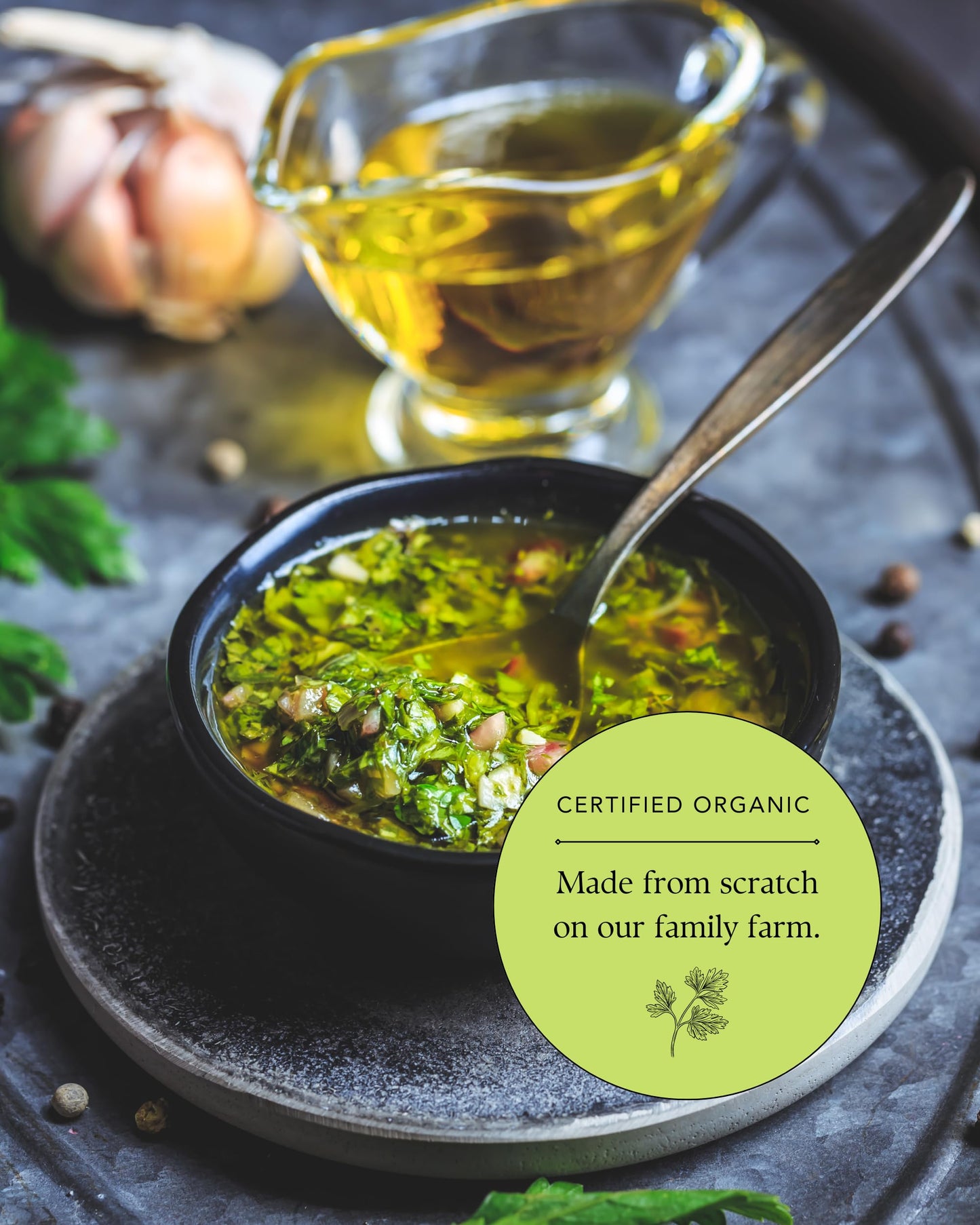 Orchard Pond Organic Chimichurri - Traditional Argentine Recipe, Perfect for Grilled Steak, Roasted Vegetables & More, 4oz