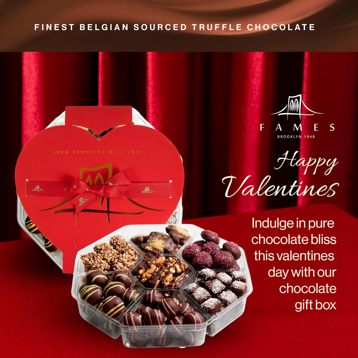 Valentine's Day Chocolate Box Gift - Kosher, Dairy-Free Chocolates - Valentines Day Chocolate Assortment from Brooklyn, Gourmet Valentine Chocolate
