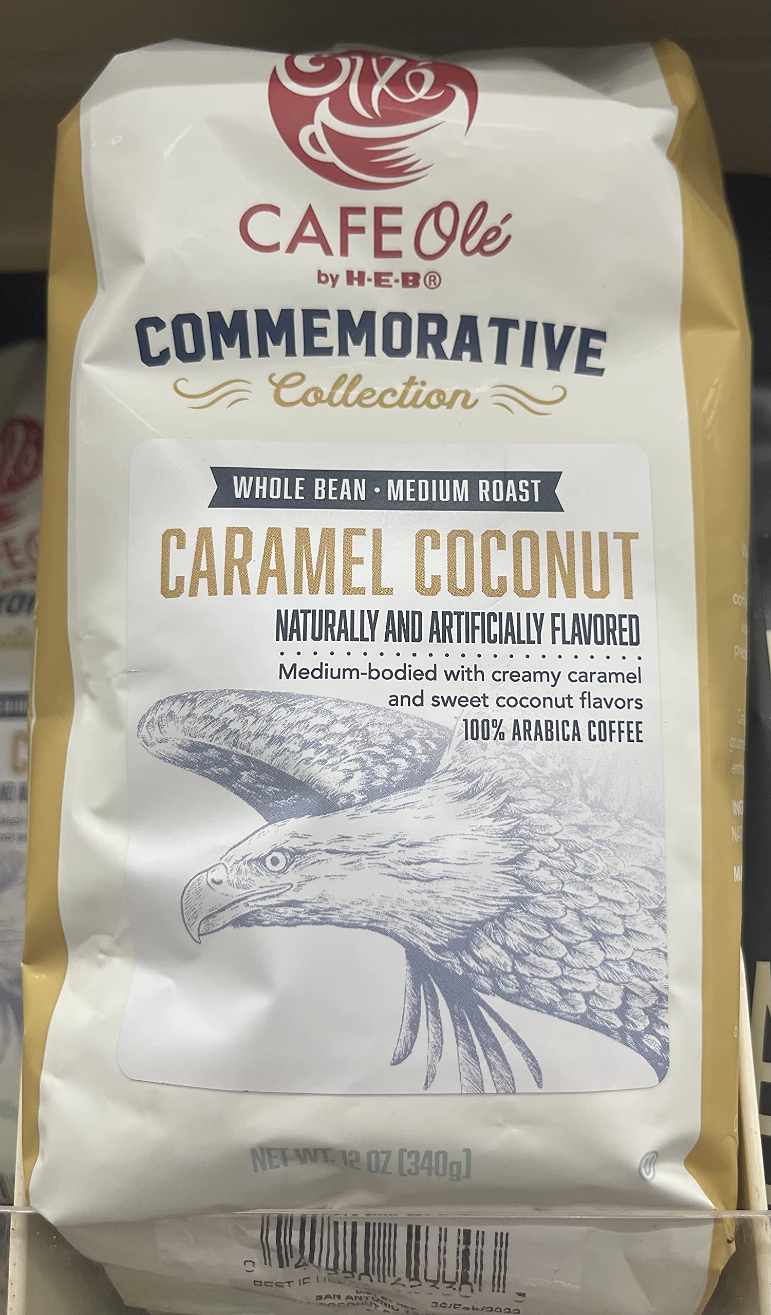 Cafe Ole Caramel Coconut Commemorative Collection Whole Bean Coffee 12 oz. (Pack of 2)