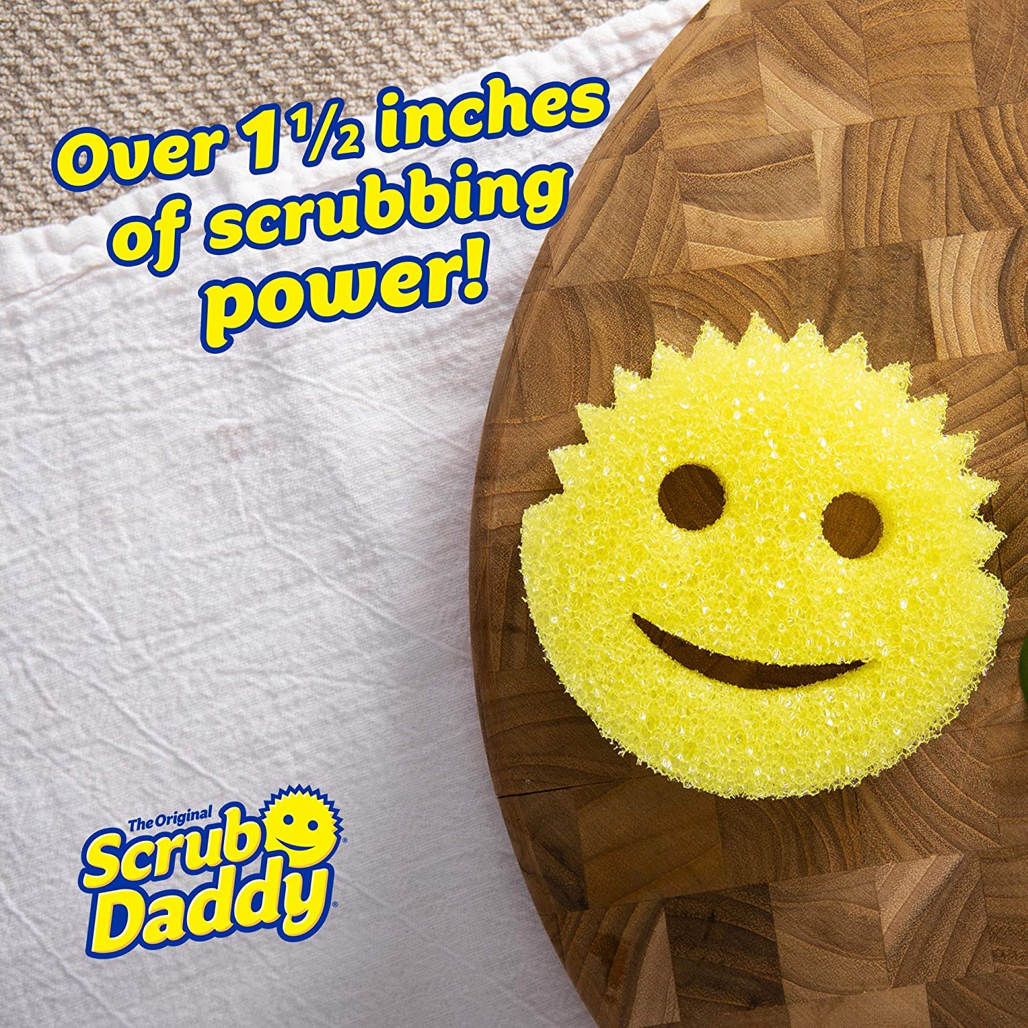 Scrub Daddy Smiling Scrubber, Grey - Scratch-Free Multipurpose Dish Sponge - BPA Free & Made with Polymer Foam - Stain & Odor Resistant Kitchen Sponge