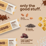 The Bomb Co. Blender Bomb Bar, Cacao Sea Salt, Superfood Snack Bar, Antioxidant Supplement, Almond Butter, Hemp Seeds, Chia Seeds, Flax Seeds, Vegan