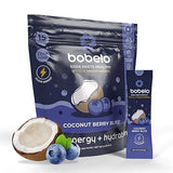 Bobelo Self Carbonating, Clean Energy + Hydration Electrolytes Powder Drink Mix, Coconut Berry Blitz, 100mg Guarana Caffeine, Sugar Free, 15 Pack