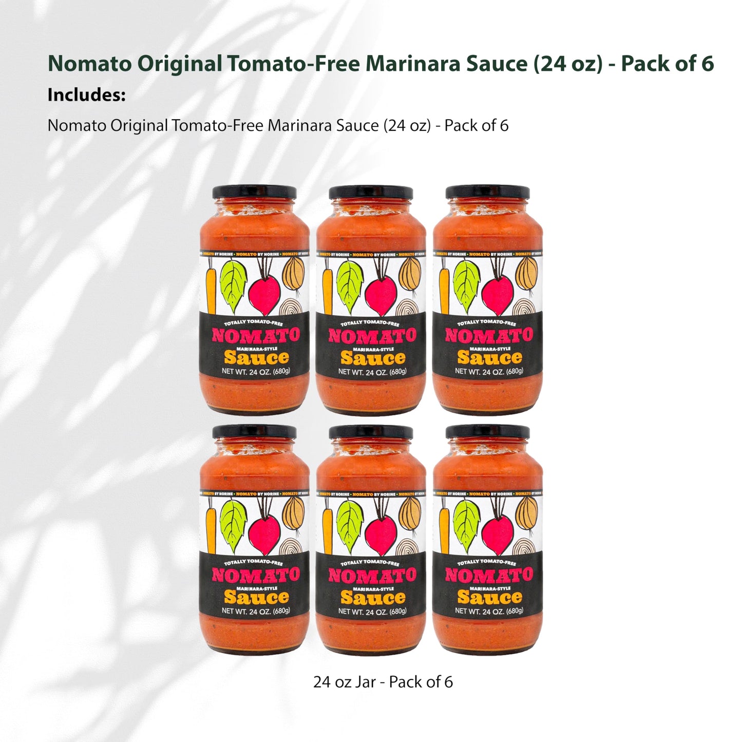 Nomato - 6 Pack of Original Tomato Free Marinara Sauce (24 oz) - Tomato Free, Gluten Free, Nut Free and Dairy Free (Marinara, 6 Pack)