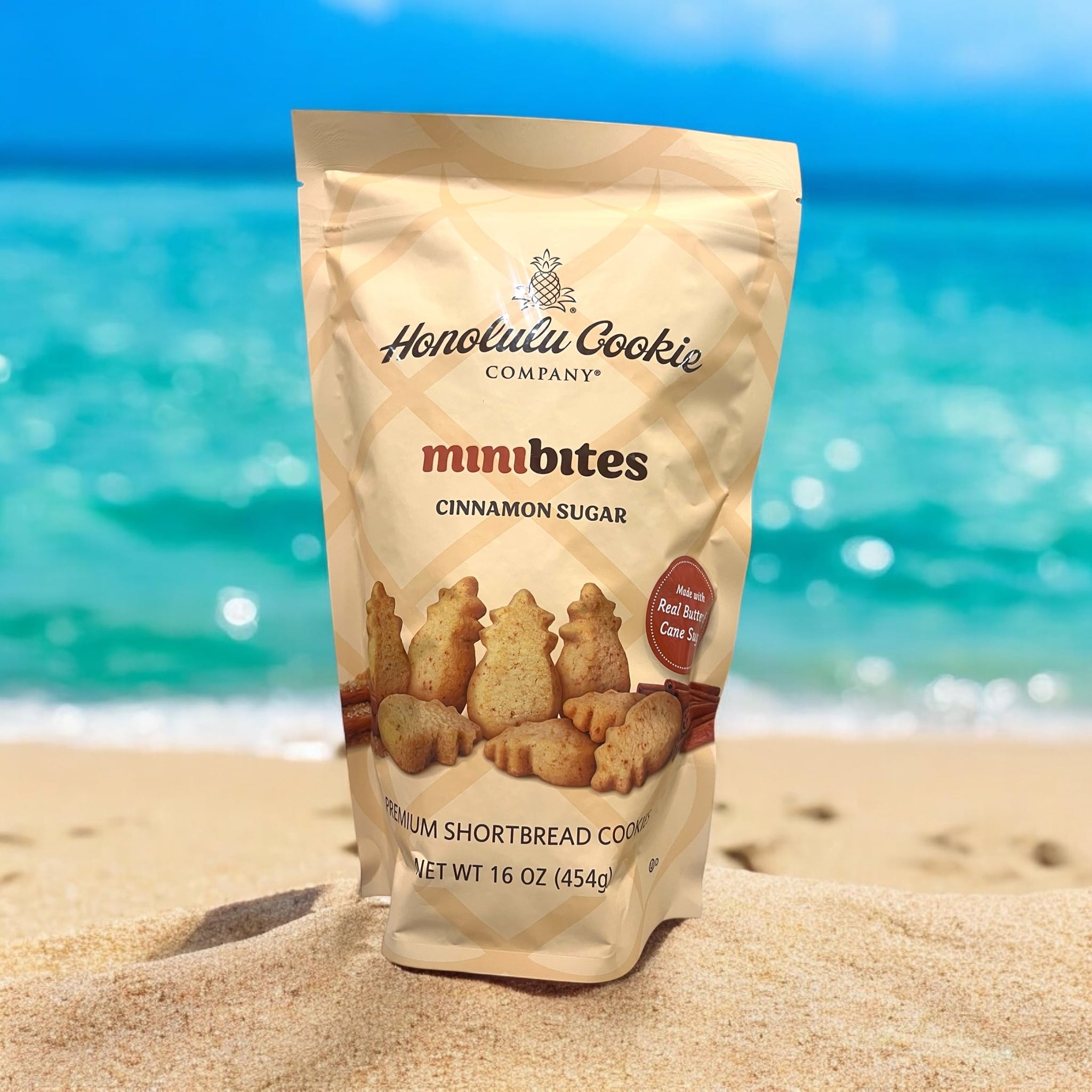 HC Mini Bites - Cinnamon Sugar Premium Shortbread Cookies, 16 oz Resealable Bag - Made in Hawaii, Perfect for Gifting or Snacking (1)