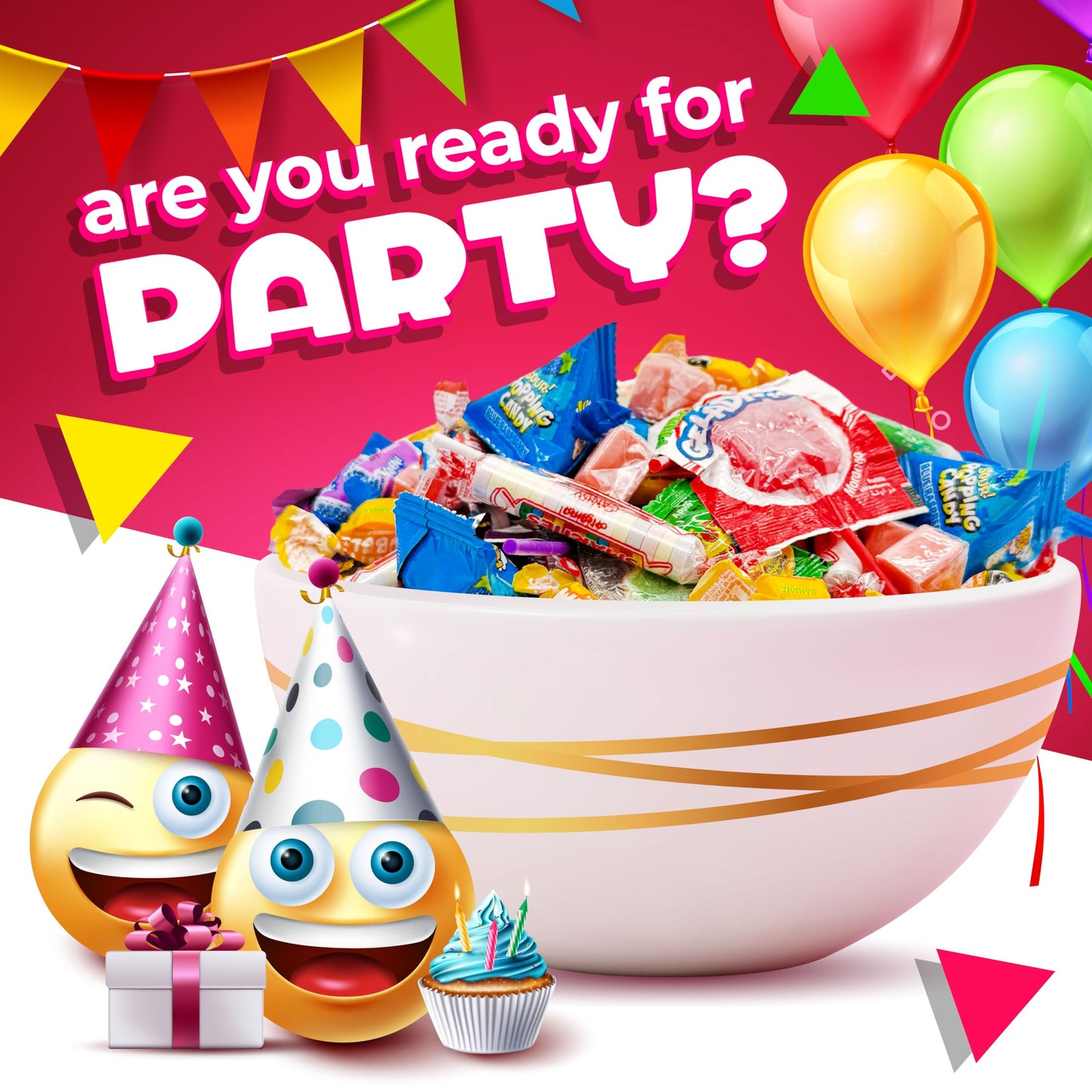 Party Candy Bulk Bag | 3 Pounds | Individually Wrapped Candies | Popping Rocks, Lollipops, Gum, Fruit Chews, Caramels, Taffies - 220 Count | Bulk
