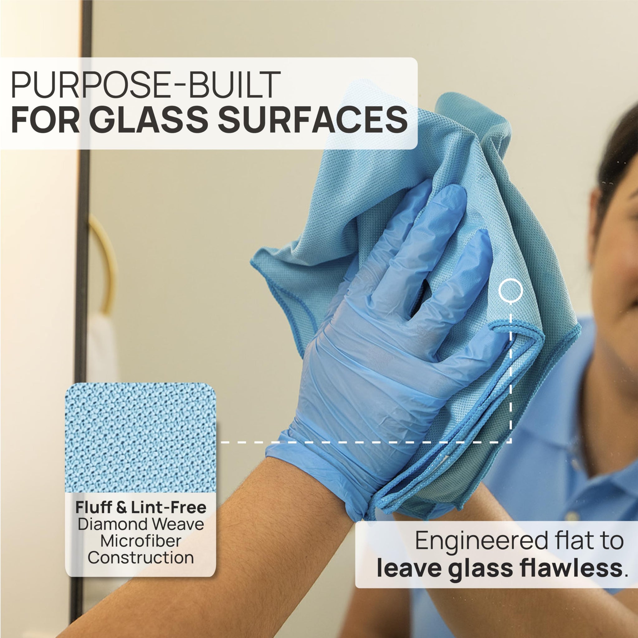Claro 2 Step Glass Cleaning Cloth 8-Pack - Green Wet & Blue Dry Microfiber Towels Cleaning for Windows, Mirrors & Glass - Streak and Lint Free Cloth