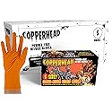 Copperhead HD Orange Nitrile Disposable Gloves, 8 Mil, Latex and Powder Free, Industrial, Food Safe, Raised Diamond Texture (Large, Case/1000)