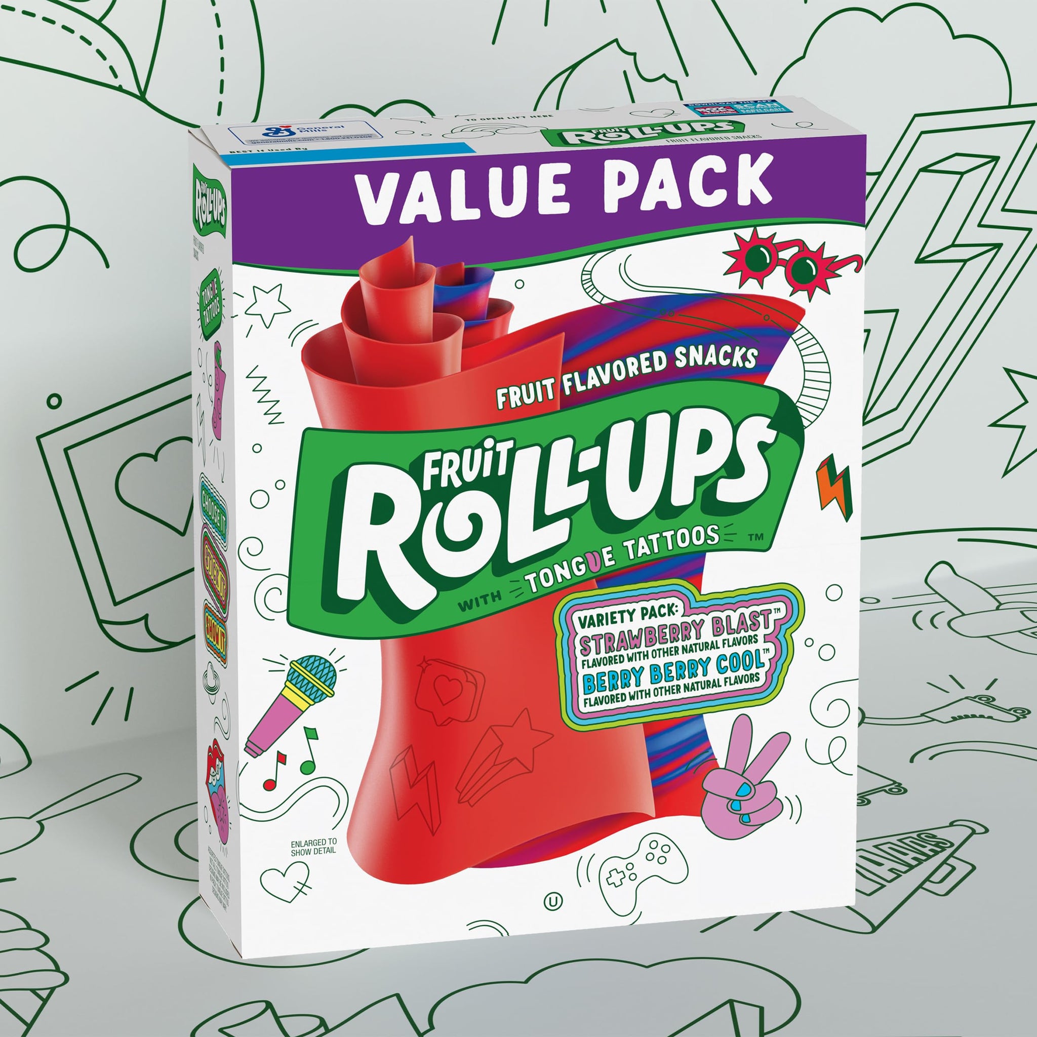 BETTY CROCKER FRUIT ROLL UPS VARIETY PACK ROLL FRUIT SNACK - 0016000127093, 0.5 Ounce (Pack of 20)