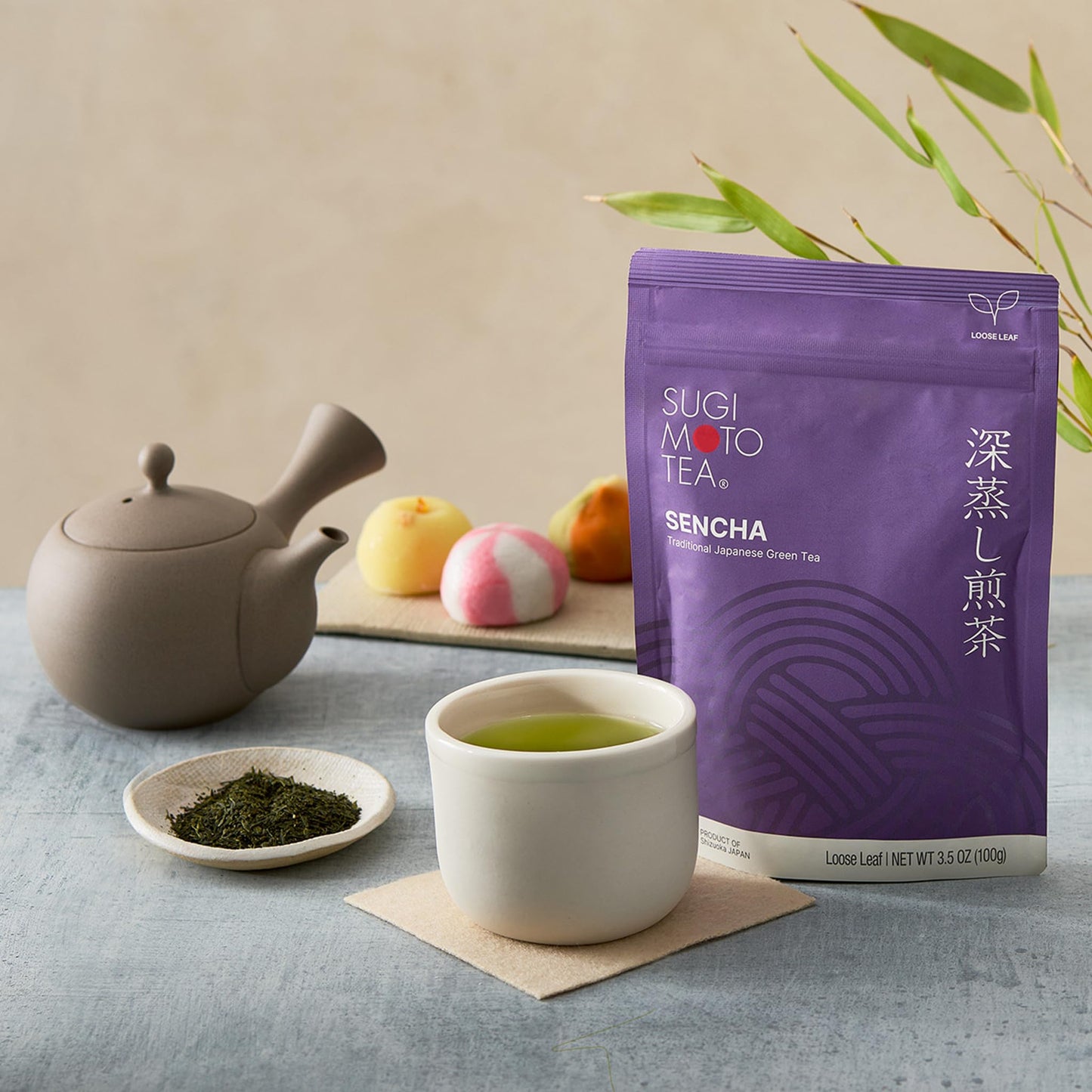 SUGIMOTO TEA Japanese Sencha Fukamushi Green Tea Loose Leaf 3.5 oz (100 g) Pack of 3
