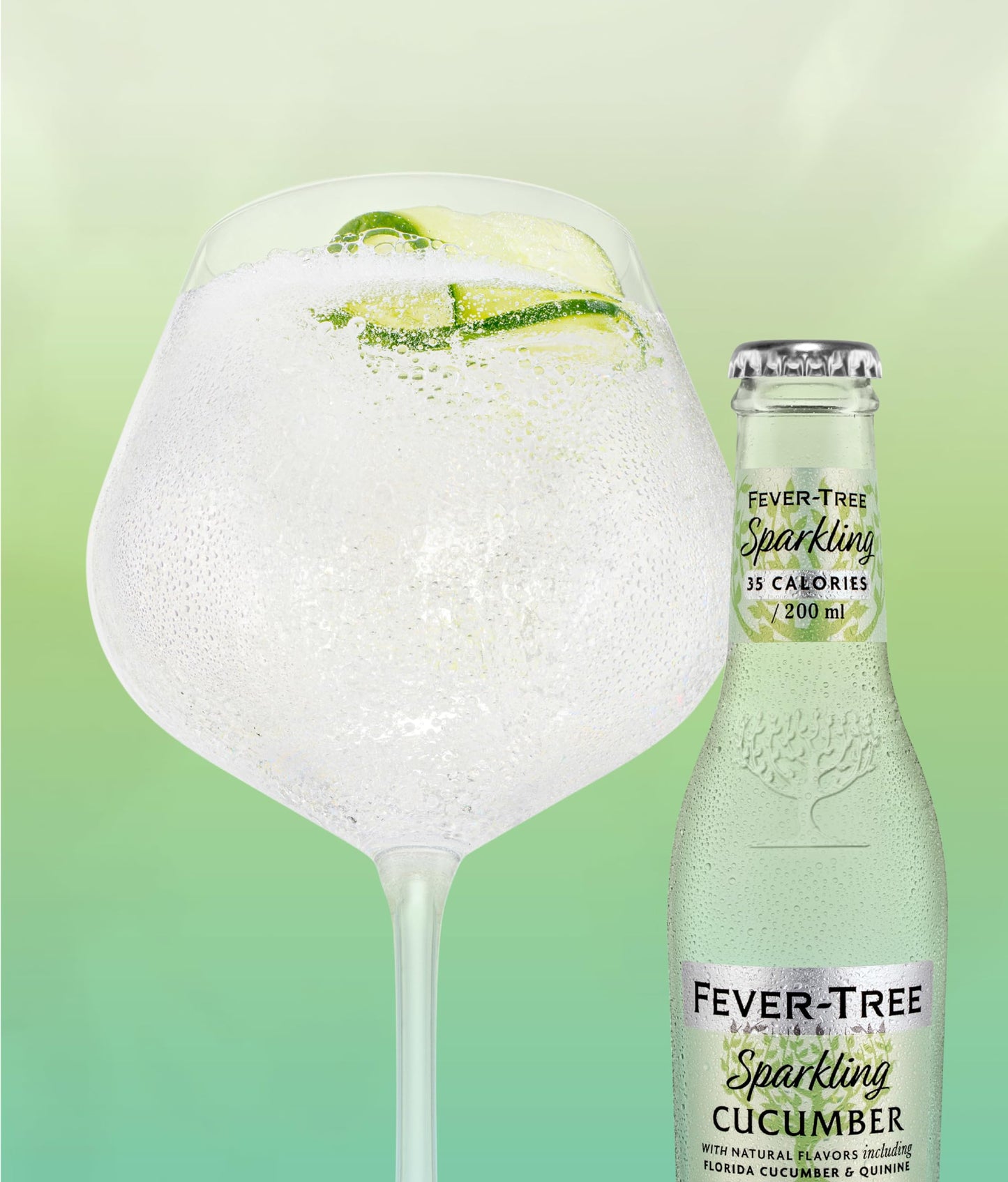 Fever-Tree Sparkling Cucumber - Premium Low Calorie Mixer for Cocktails and Mocktails, 6.8 fl oz Bottles, Pack of 24 - Naturally Sourced, Non-GMO