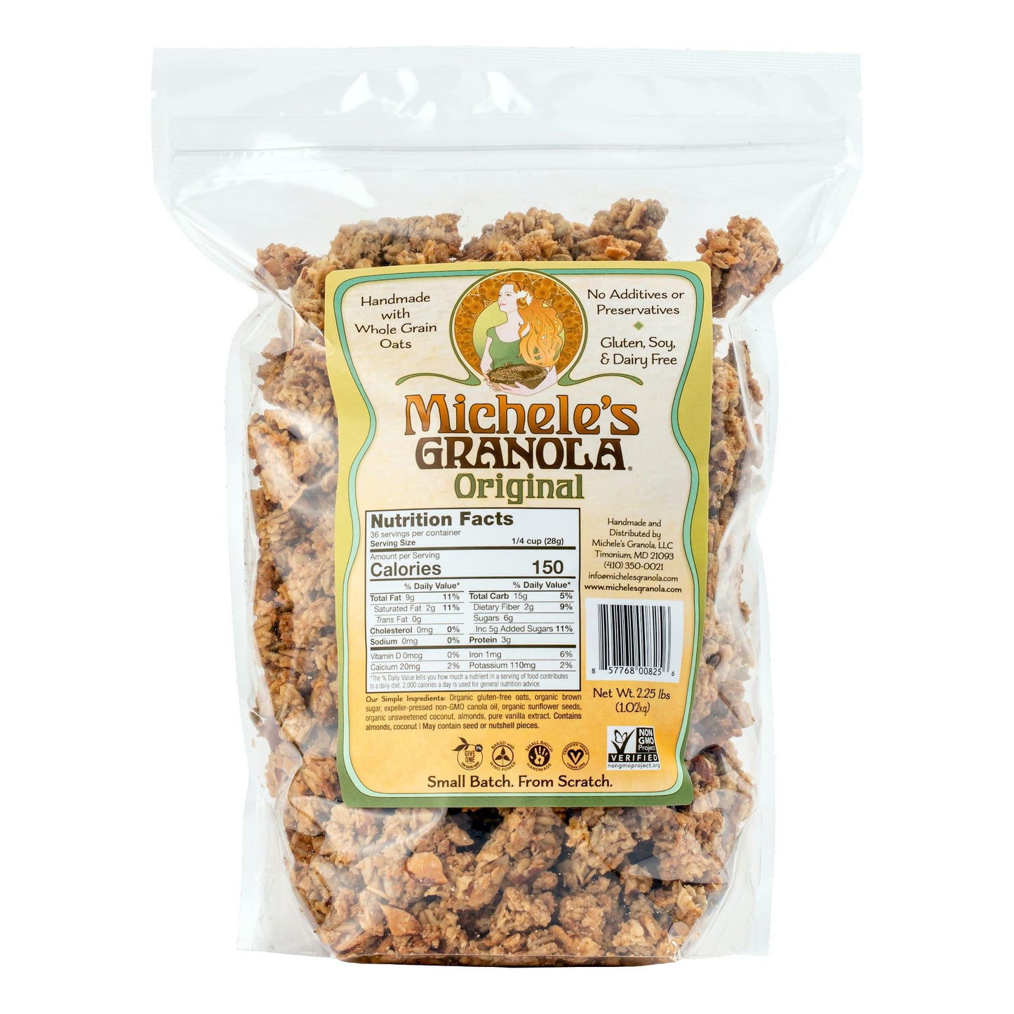 Michele's Granola Original, Handmade, Whole Grain, Vegan, Gluten-Free & Non-GMO, 36oz Resealable Bag